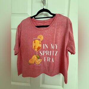 Pink Graphic Crop Top size XL NWOT